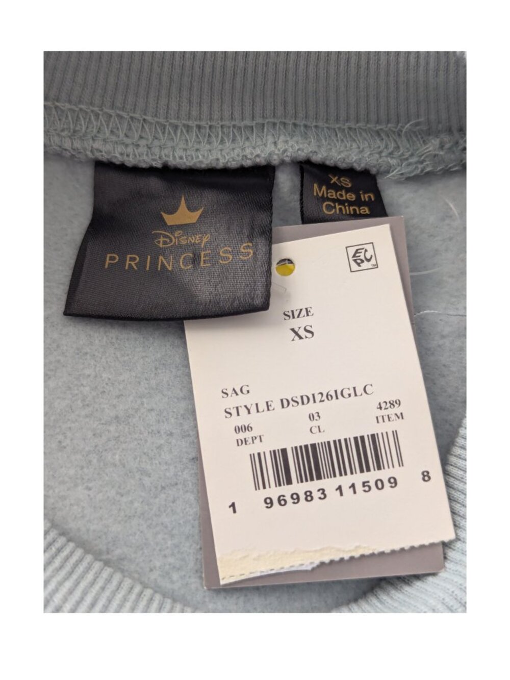 Disney Princess Kindness Grows From Within Fleece Sweatshirt XS Blue NWT - Picture 5 of 7